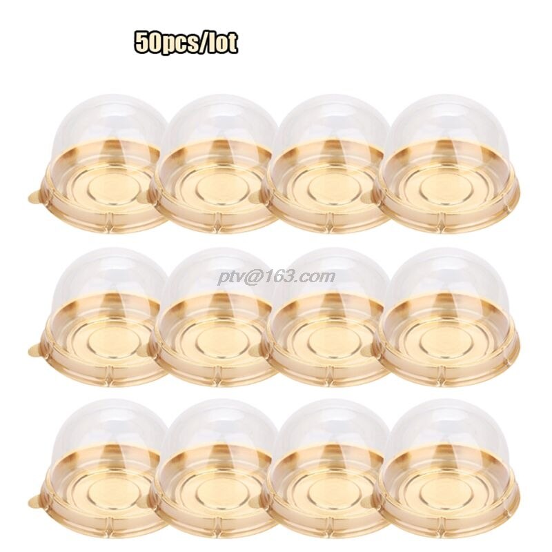 50 Pcs Mini Ronde Maan Cake Container Bruiloft Gunst Dozen 80G Mooncake: Gold