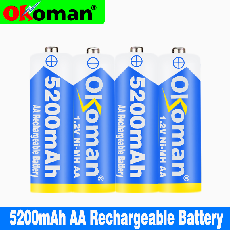Original Battery AA 5200mAh 1.2V NI-MH for Camera Flashlight Toy Pre-Charged Rechargeable Batteries Electrical Appliances