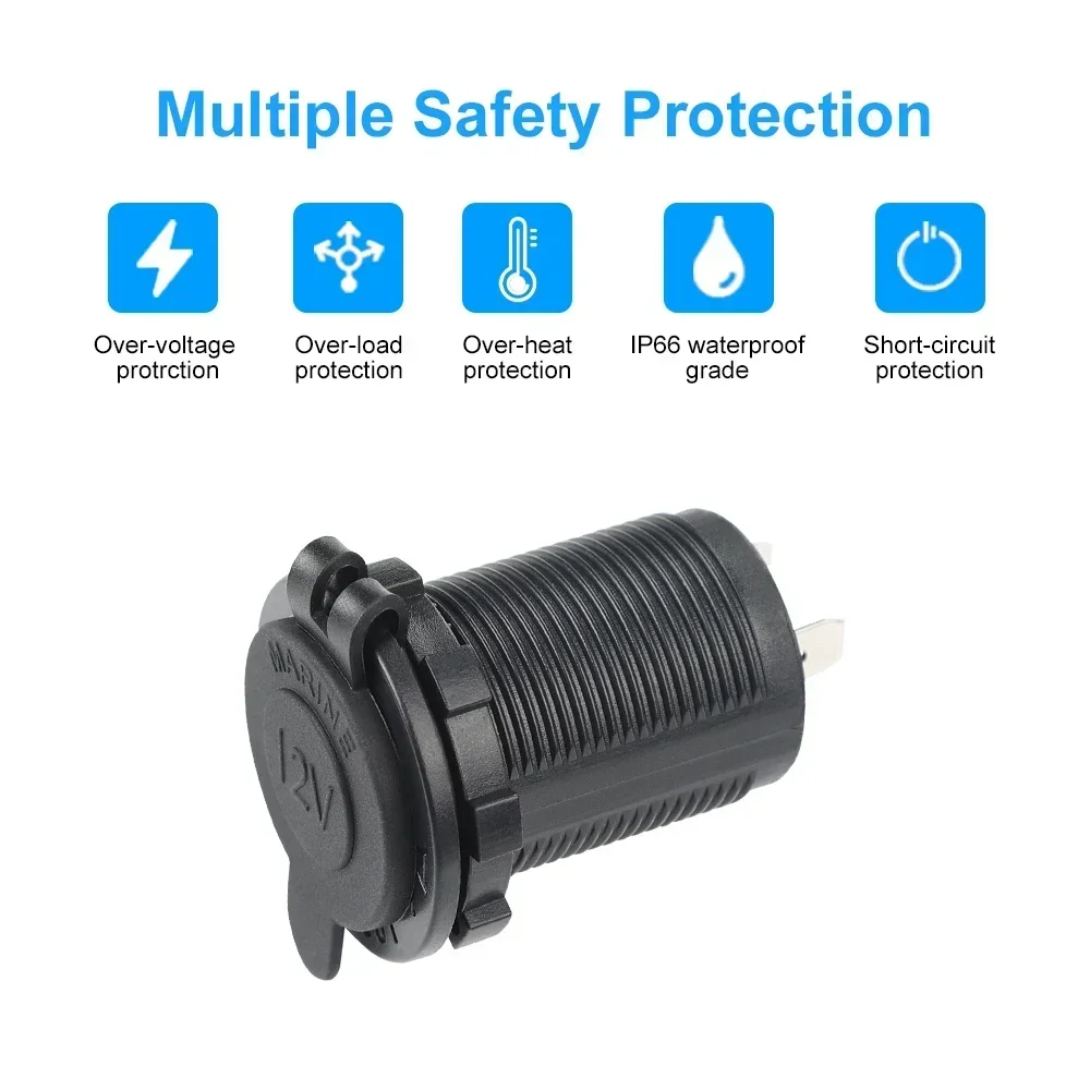 Enchufe para encendedor de cigarrillos de coche, enchufe adaptador de 12V-24V, enchufe múltiple para motocicletas, barco marino, motocicleta, camión, RV, ATV