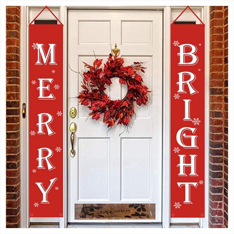Christmas Porch Sign Bright and Merry Christmas Hanging Sign for Home Indoor Outdoor Porch Wall for Christmas Crafts