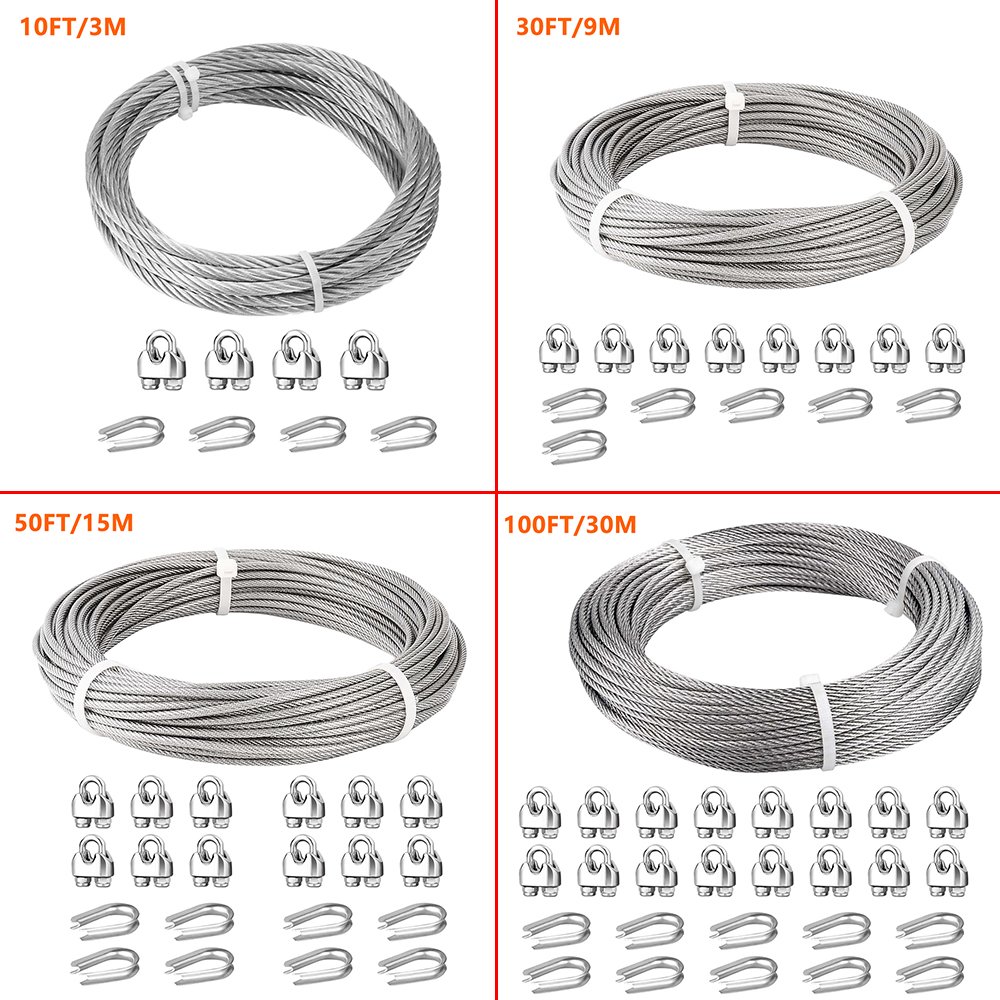 Staaldraadkit 304 roestvrijstalen kabel 3/16 inch diameter 4,7 mm 7x19 streng voor Zip-lijn bootliften dekrailing