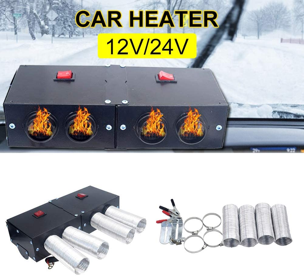 Car Heater Defroster Portable Car Windshield Windscreen Demister with 4 Outlet 12V 800W for Vehicle RV SUV Truck