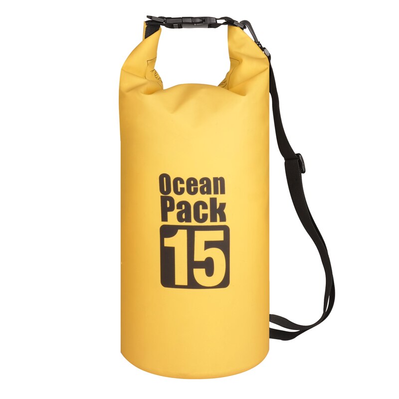 15L bolsa seca impermeable bolsa paquete rollo de compresión superior para nadar al aire libre kayak Canoeing río Trekking bote: 15L Yellow