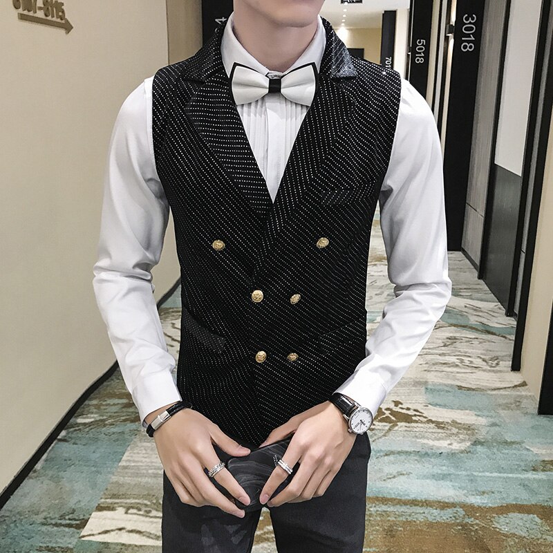 Double-breasted suit vest for men wedding groom dr...  Grandado