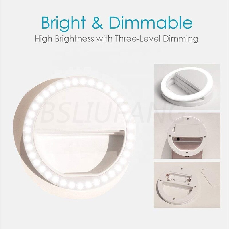 LED Ring Fill Light Portable Mobile Phone Selfie Supplementary Lighting Beauty light Photography Dimmable Light For smart phone