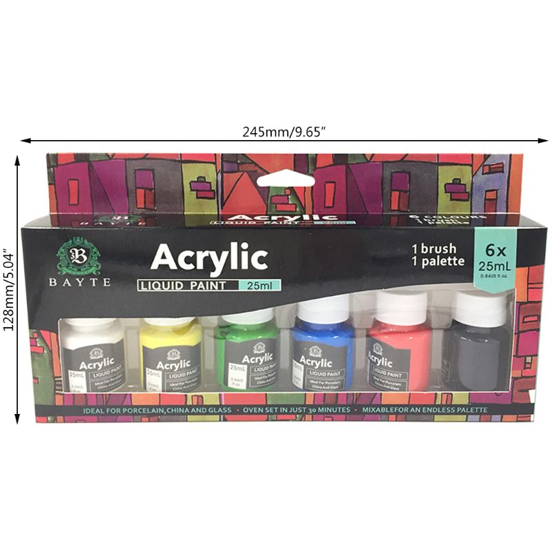Juego de pinturas de vidrio para pintura, pigmentos de colores para pintura, lienzo artesanal, 6x25ml