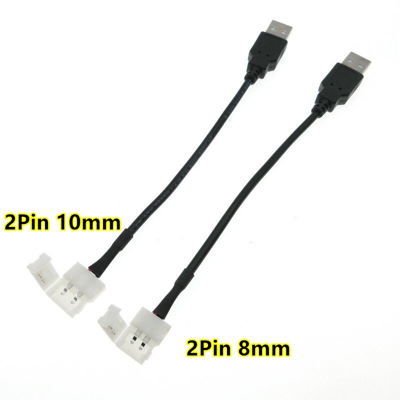 USB LED Strip Connector 2pin 8mm/10mm voor 5 V LED Strip 5 stks/partij. Hoeft Solderen