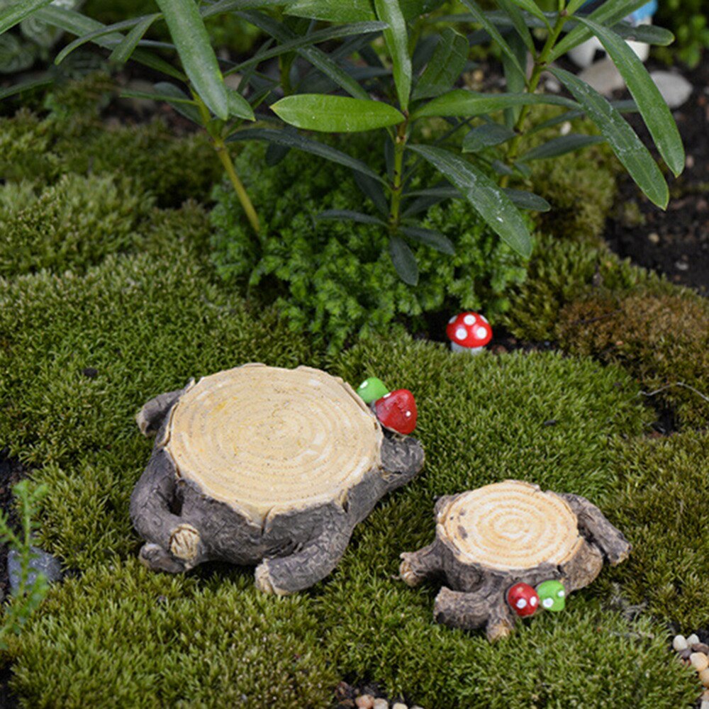 2 storlekar harts hantverk stubbe mikro landskap liten prydnad landskap bonsai trädgårdstillbehör för heminredning