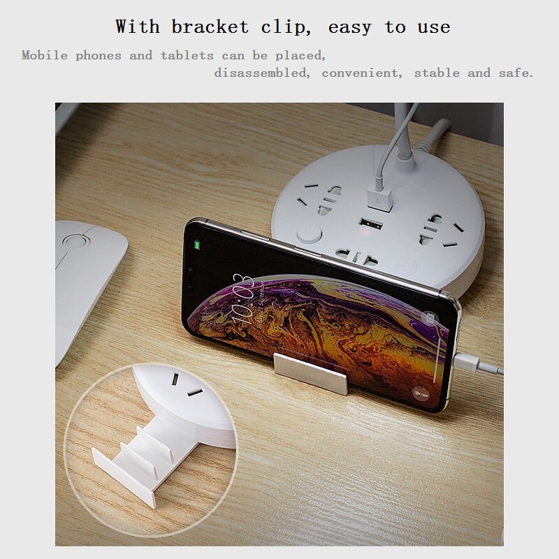 Desktop Power Socket with 3Way Socket 2USB Vertical Table Lamp Touch Switch Three-speed Adjustment Brightness Electric Outlet