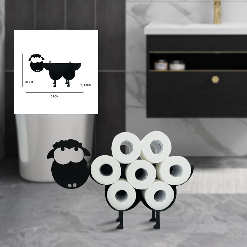 Sheep Cat Dog Roll Holder Wall-mounted Elk Camel Pig Toilet Paper Holder Metal Free-standing Bath Tissue Storage Home Decorative: 003-Cow