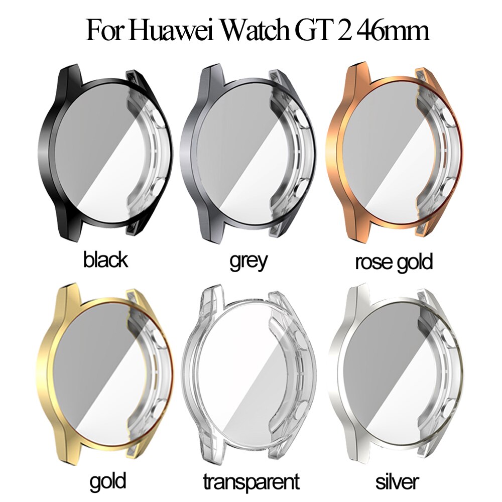 Funda galvanizada de TPU para reloj Huawei Watch GT 2 de 46mm y 42mm, repuesto de funda protectora de pantalla completa, accesorios para reloj inteligente