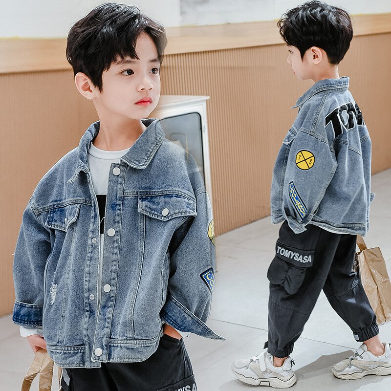 Veste en denim pour enfants de 6 à 12 ans, printemps et automne