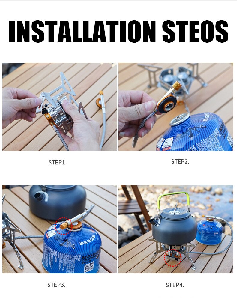 Réchaud à gaz de Camping 5800W, 3 brûleurs, léger, coupe-vent, pliable, allumage piézo, pour randonnée, Sport de plein air