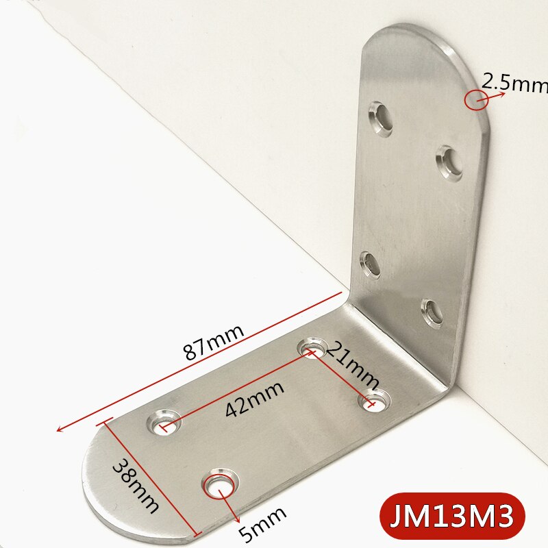 Thickened 2.5mm/3mm L Shape Corner Bracets Stainless Steel Brackets 90 Angle Joint Fastener Shelf Support for Furniture Hardware: JM13M3