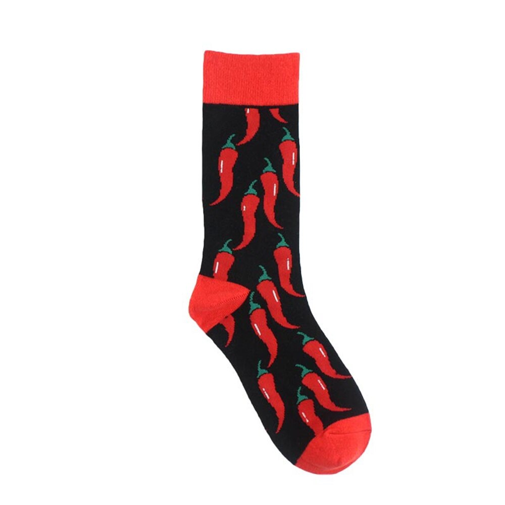 Drôle volcanique Chili Pizza Hamburger frites à motifs hommes heureux coton chaussettes affaires hip hop sport harajuku équipage