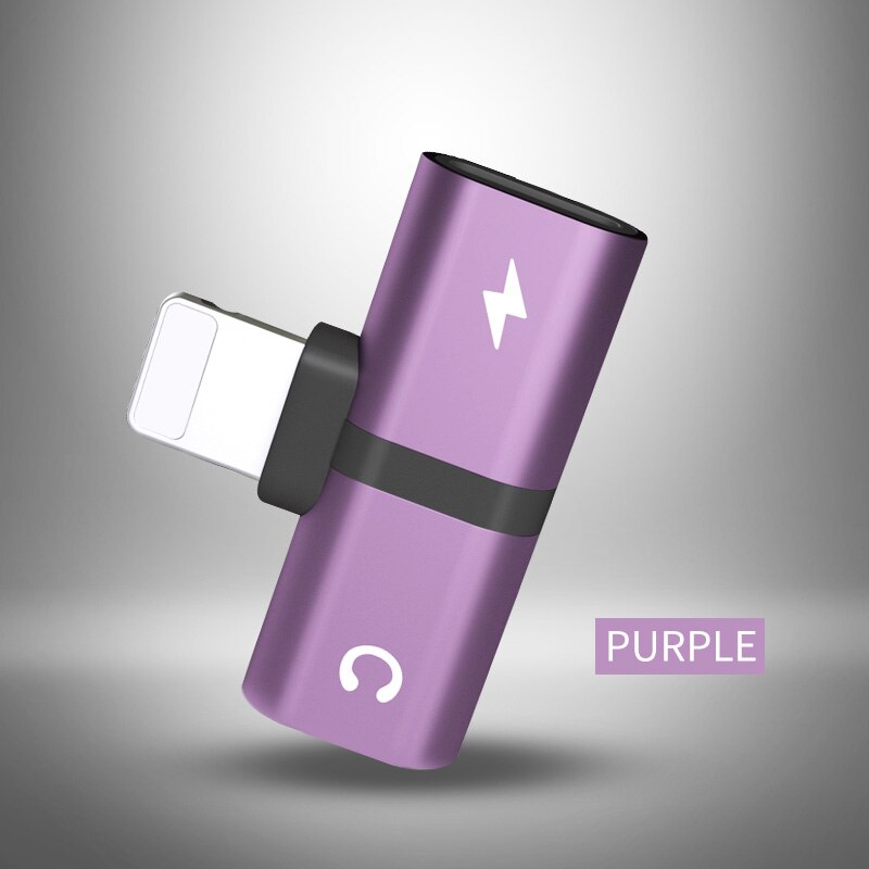 T-a forma di Cuffia 2-in-1 Dual-port Cuffia Adapte per il iPhone 7 8 Più di X XS Xs Max 11 Audio Caricatore Distributore di Accessori: PURPLE