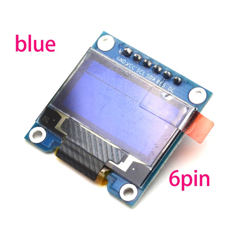 1 stk 0.96- tommer 128*64 oled lcd spi interface display 6 pin b type til hindbær pi arduino: Blå med pin