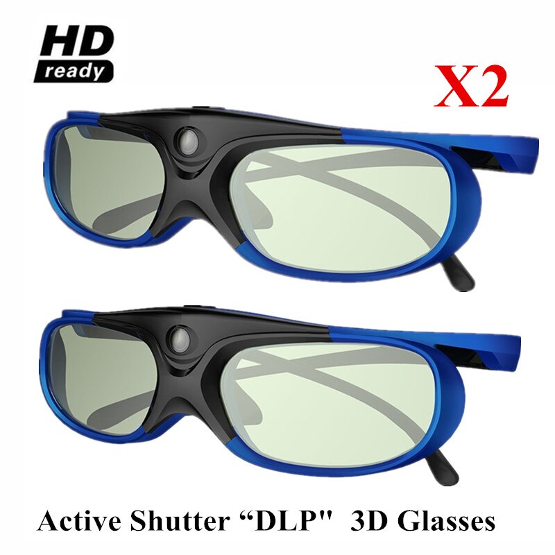 2x aktive lukker 96-144hz genopladelige 3d briller til benq acer  x118h p1502 x1123h h6517 abd  h6510bd optoma jmgo xgimi projektor: Blå  x 2