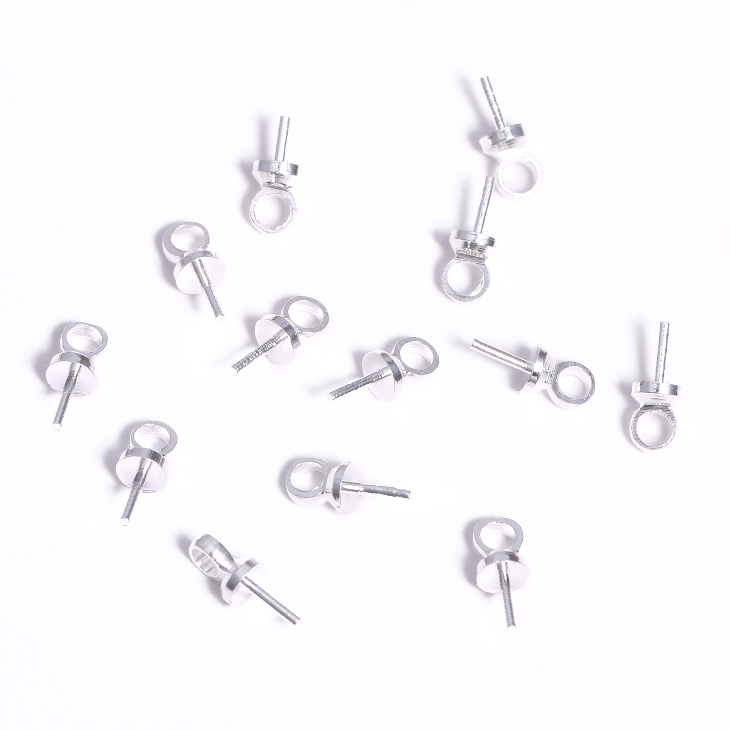 100/200pcs 6.5*3mm metalowe oko Pin Bail perłowe koraliki złącze Bail dla wisiorki dostarcza Diy ocena biżuteria Making akcesoria: Silver / 6.5x3mm 100pcs