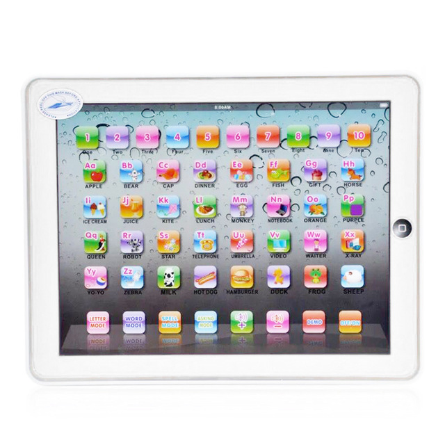English Ipad Learning Child Machine KidsToys Laptop Mini Touch Infant Computer Children Tablet Educational Training Notebook: White