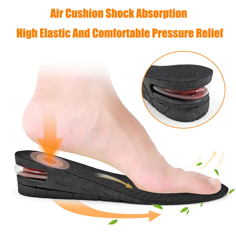3-7.5cm Height Increase Insoles for Men Women Feet Heel Lift Inserts Height Adjustable Shock Absorption Heightening Shoe Pads