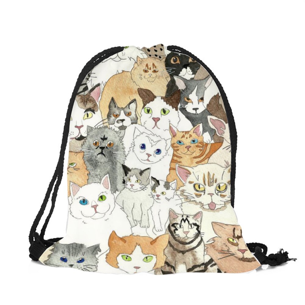 Sac A Dos Teenager School Backpack Lovely Funny 3D Kitten Cat Print Shoulder Bag for Girls Boys Casual Polyester Satchel Bag