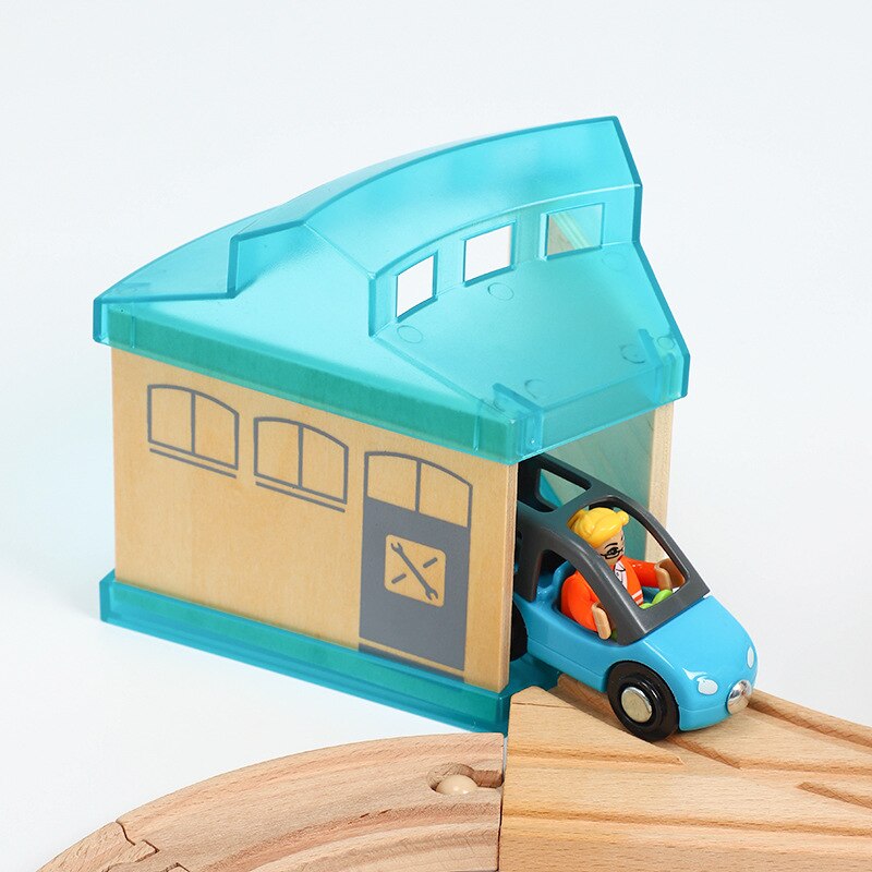 Plastic Transparante Parking Garage Compatibel Met Houten Magnetische Spoor Treintje Scène Spoor Accessoires