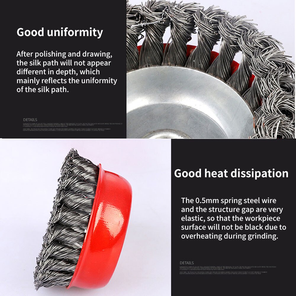 Rotary Knot Flat Cup Wire Wheel Brush For Angle Grinder Rust Removal 75mm Steel Wire Knot Flat Wire Wheel Cup Brush Set Kit