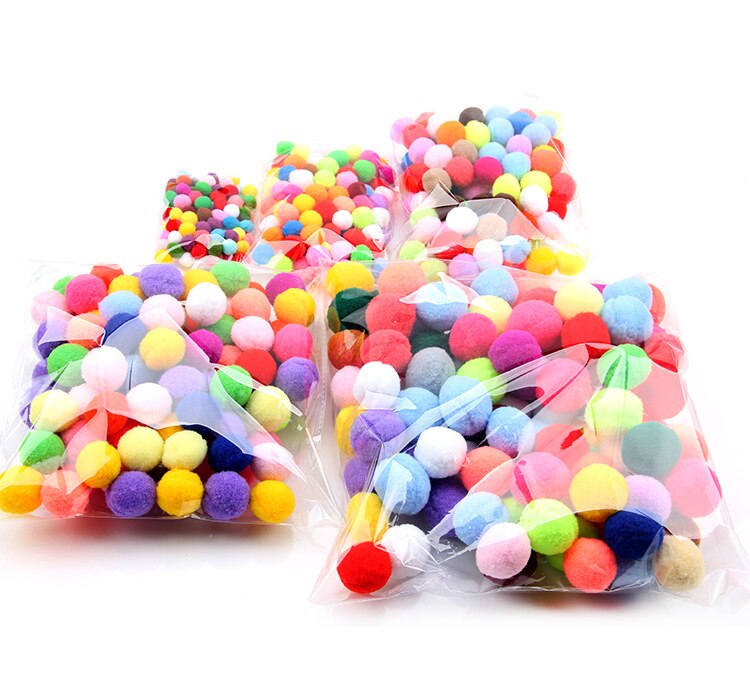 100-500Pcs/lot Mixed Soft Round Shaped Pompom Balls Fluffy Pom Pom For Kids DIY Garment Handcraft 15mm/20mm/25mm GYH