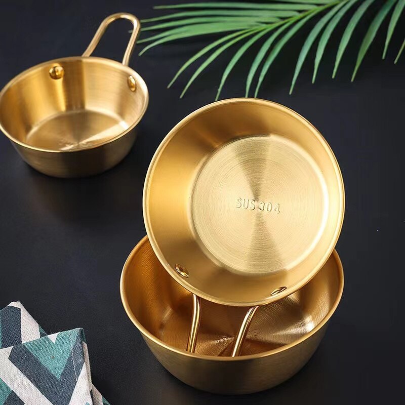 304 Stainless Steel Korean Rice Wine Bowl Rice Bowl Seasoning Cooking Kitchen Soup With Handle Ramen Pot Salad Mixing Bowl