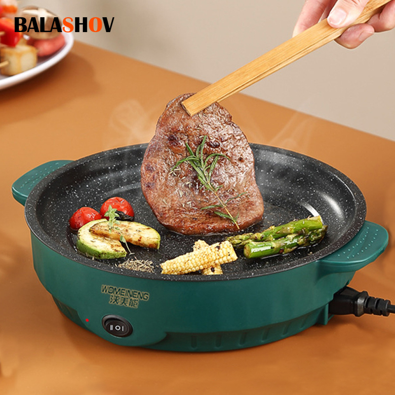Elektrische Multi Cooker Elektrische Koekenpan 220V Huishoudelijke Barbecue Gebakken Biefstuk Vis Omelet Koekenpan Non-stick Kookmachine
