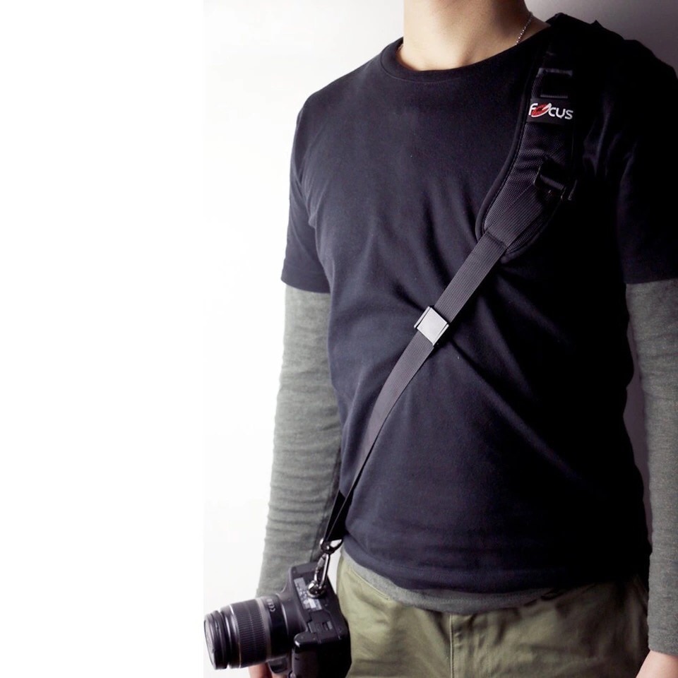 Focus F-1 velocidad de transporte rápida Sling suave hombro Sling cinturón cuello correa para cámara DSLR negro