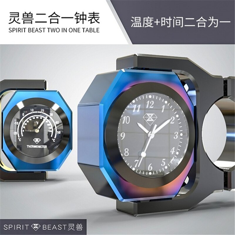 Moto Motocross moto étanche température lumineuse universelle guidon monture horloge moto montre thermomètre: Bleu