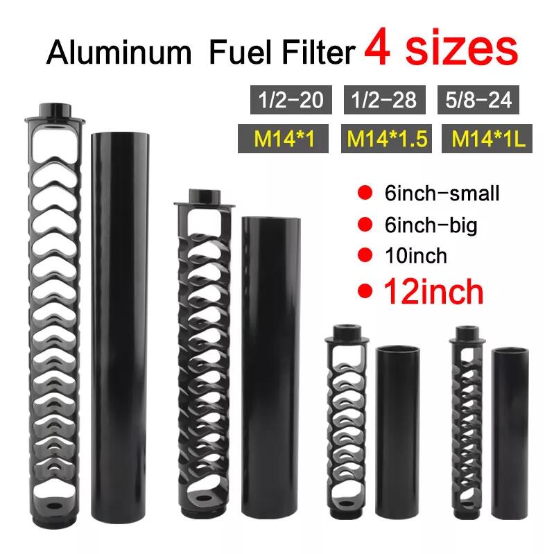 Aluminum Trap 1/2-28 5/8-24 6inch 10inch Single Core Fuel Filter Fuel Trap Solvent Trap for NAPA 4003 WIX 24003 Car Motorbike