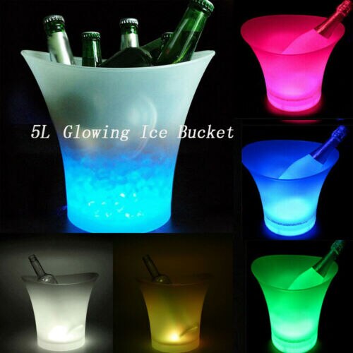 Multi-Color LED Champagne Wine Drink Cooler Light Up 5L Glowing Ice Bucket Bar