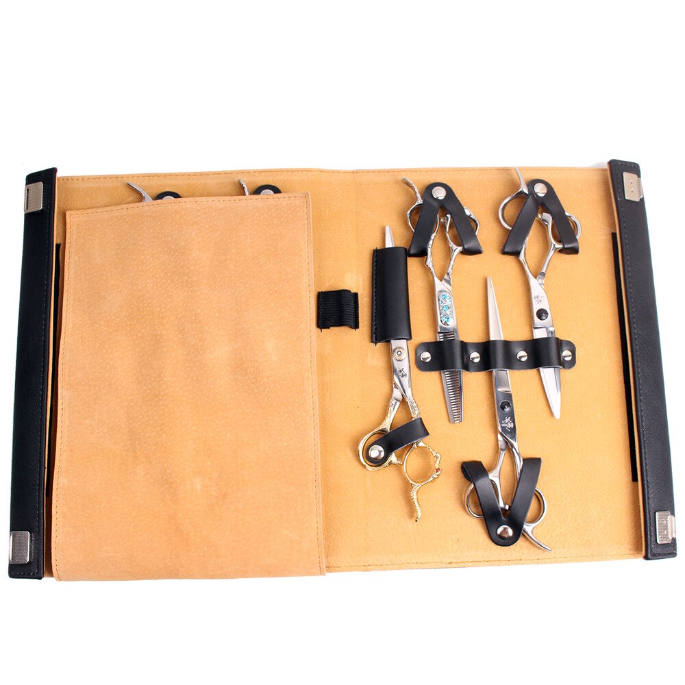 PU Leather Hairdresser Hair Scissors Bag Foldable Stylist Tools Handbag Snap on Locking Shears Combs Box Case Board Plate 1367