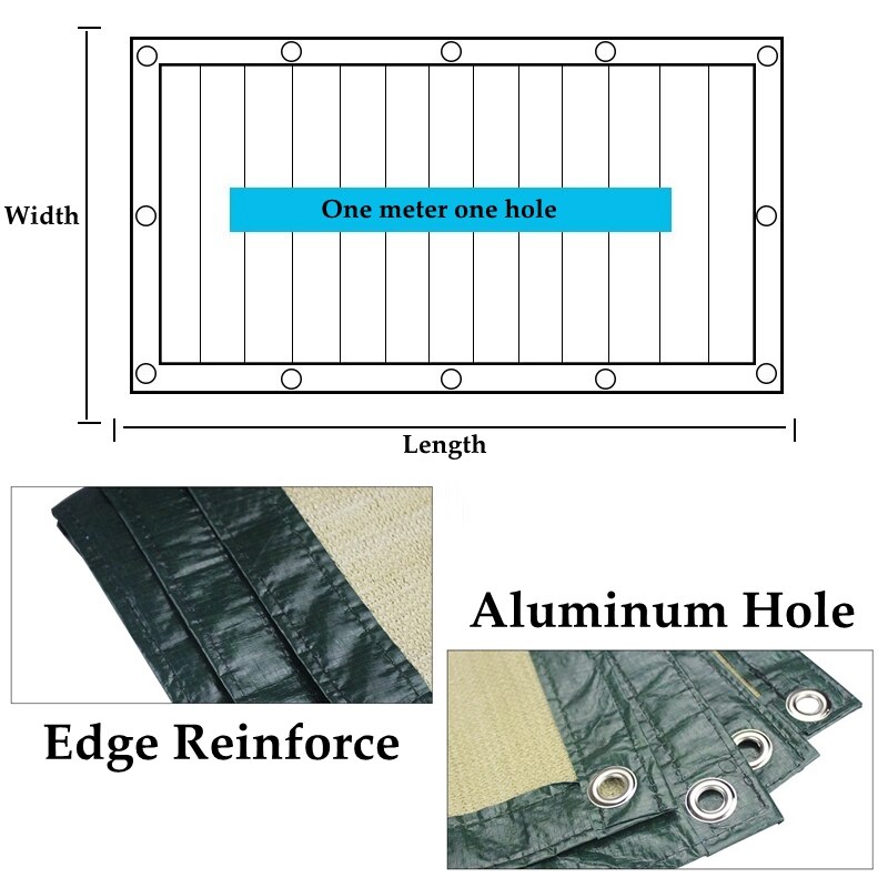 6 Pin Beige Sunshade Net Anti-UV 80% Garden Plants Awning Shading Outdoor Succulent Cover Pergola Net Balcony Cooling Net