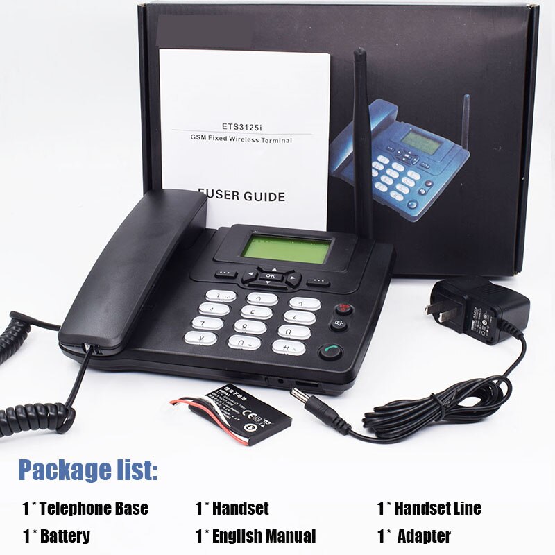 GSM SIM Karte Schreibtisch Drahtlose Telefon Hause Festnetz Telefon Zauberstab Halterung Mit FM Radio Feste Radiotelephone verdrahtet Telefon Hause Schwarz