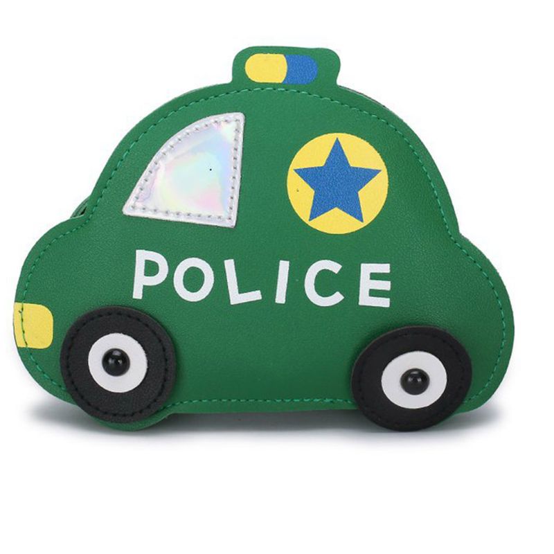 Enfants fille dessin animé voiture épaule sac à bandoulière en cuir PU sacoche petit fourre-tout porte-monnaie: green