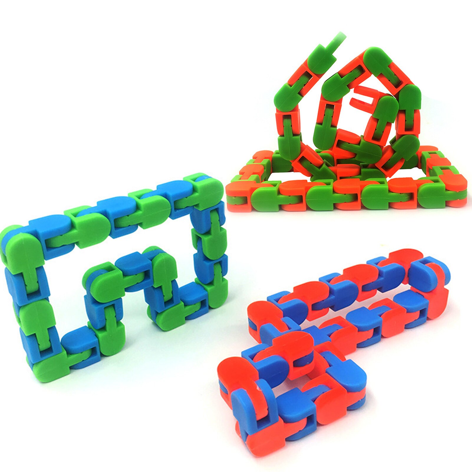 1Pc Kleurrijke Puzzel Zintuiglijke Tracks Snap En Klik Fidget Speelgoed Kids Fidget Speelgoed Stress Draaien En Vorm 24bit wacky: Default Title