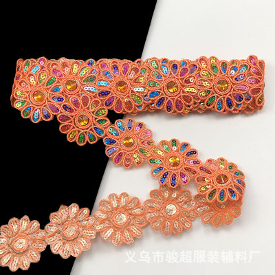 4.5Yards Lovertjes Bloem Kant Lint Gordijn Versieringen Gordijn accessoires Kant Trim Decoratie Kleine kant 6cm breed