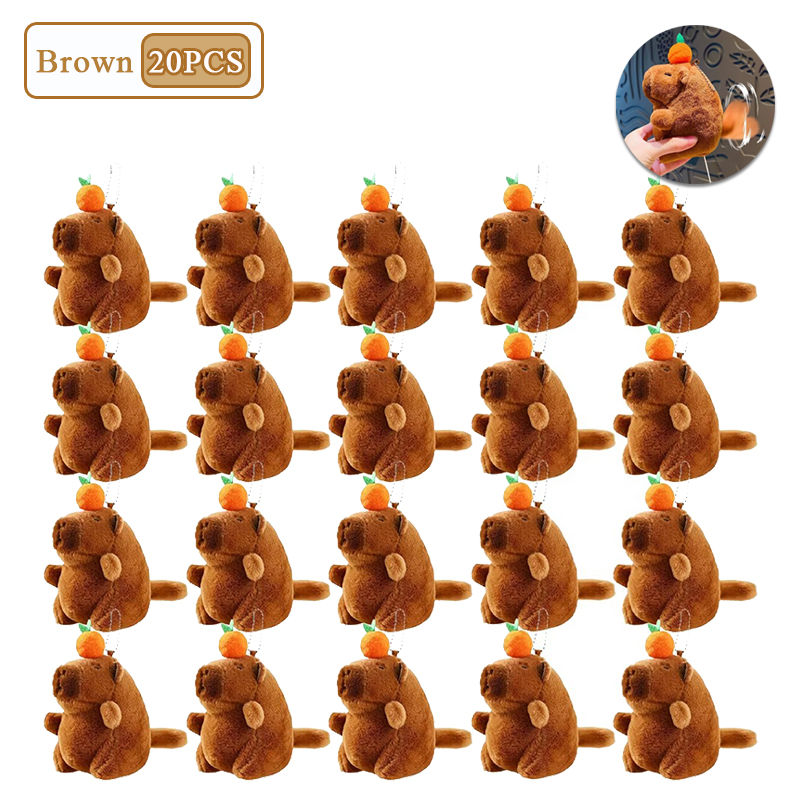 Porte-clés en peluche kaki, queue de vol, Capybara, mignon, poupée en peluche, jouet, pendentif pour sac d'école, , 1 à 20 pièces: Gris clair