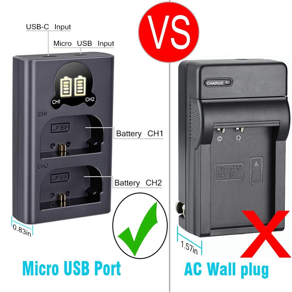 EN-EL15a MH-25a Double LCD Chargeur De Batterie USB Compatible avec pour Nikon Z6 Z7 1V1 D800 D850 D810E D810A D810 D800E D800 Caméras