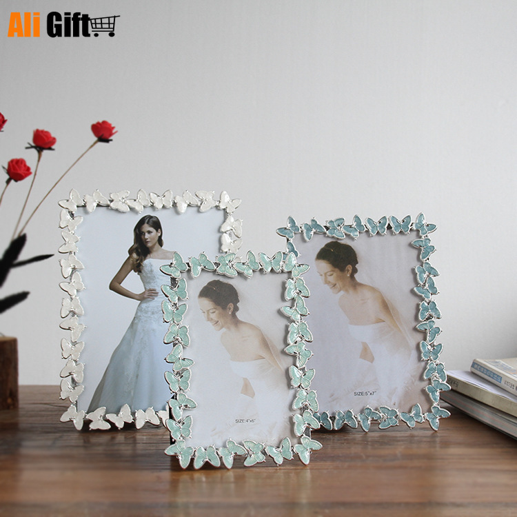 Murales nórdicos con marco de mariposa foto de boda de Metal, foto de boda de estudio, marco de foto de boda, decoración del hogar, pantalla de escritorio