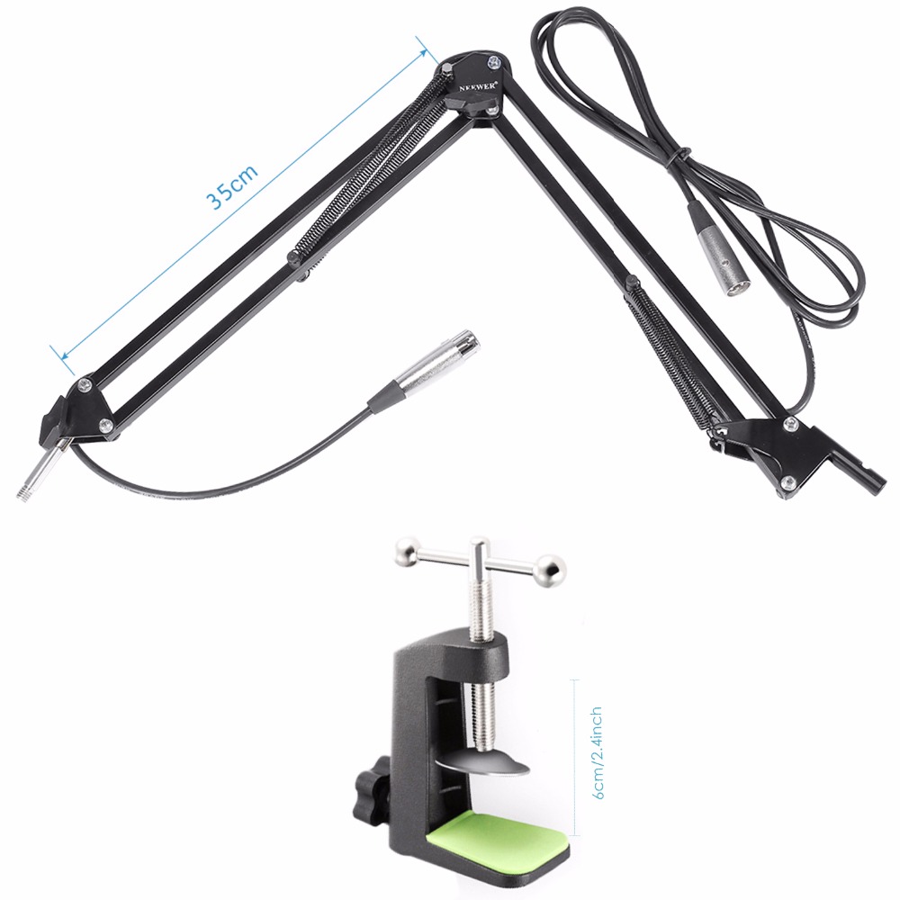 Neewer Broadcast Studio Microphone Suspension Boom Scissor Arm Stand with Shock Mount and XLR Male to Female Cable