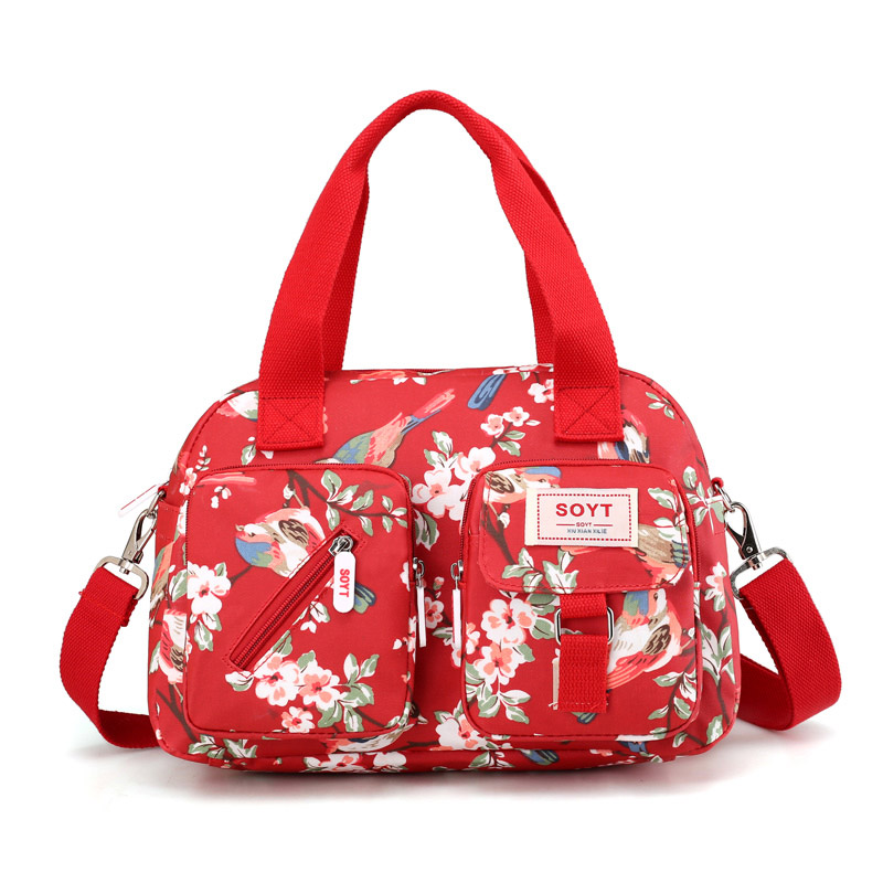 SOYT Brand popular Flowers and animals pattern Nylon women handbags shoulder bag for female printing messenger bags: Happy on the brow