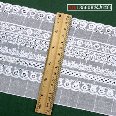 5 meter / verpakking zelfgemaakte accessoires, naaimateriaal, kantbreedte 15.5cm,  witte katoenen stof, borduurrand ,rs1160: C puur wit 2