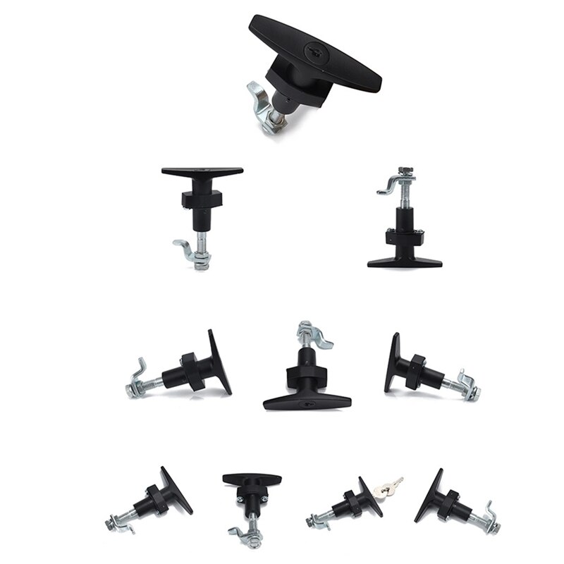 Front Fixing Handle Lock Tool with Keys T-Shape Lock Zinc Alloy with Key Parts Set Kit for Caravan
