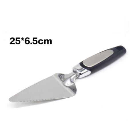 Trägrepp rostfritt stål tårta pizza spade tandad kantskärare paj pizza server tårtskärare server cutter spatel: Svart