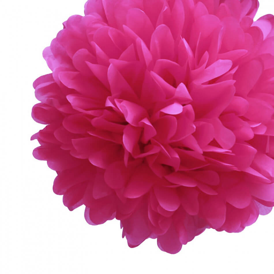 Paper Pompom Flower Vine Ornament 25 Cm-Fuchsia